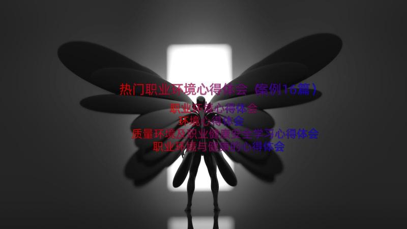 热门职业环境心得体会（案例16篇）