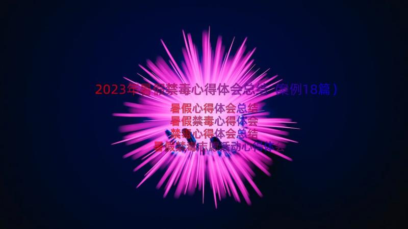 2023年暑假禁毒心得体会总结（案例18篇）