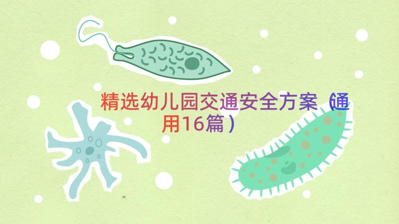 精选幼儿园交通安全方案（通用16篇）