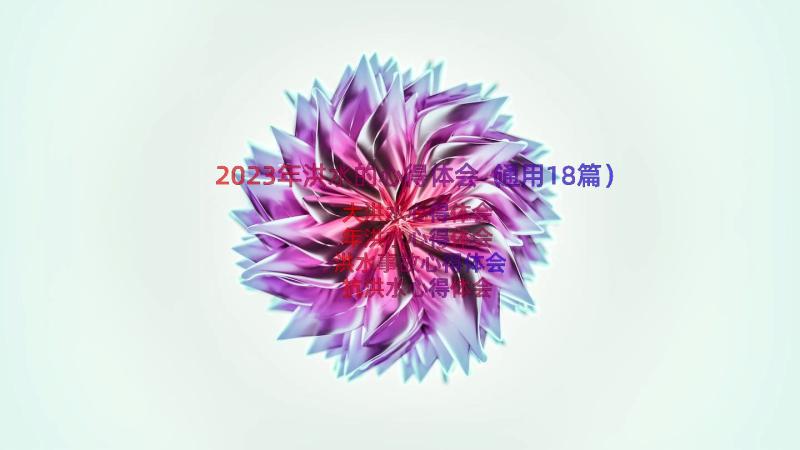 2023年洪水的心得体会（通用18篇）