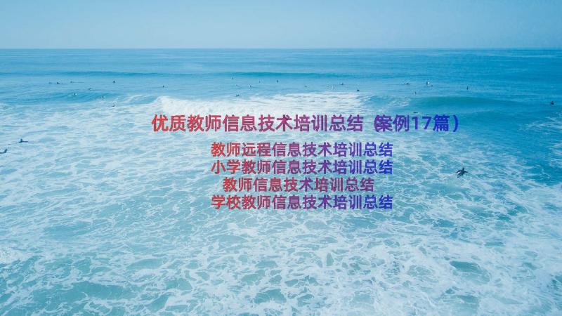 优质教师信息技术培训总结（案例17篇）