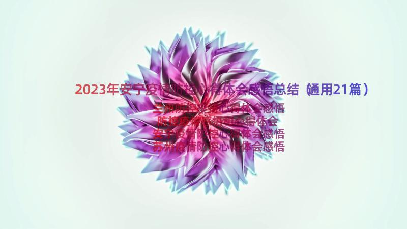 2023年安宁疫情防控心得体会感悟总结（通用21篇）