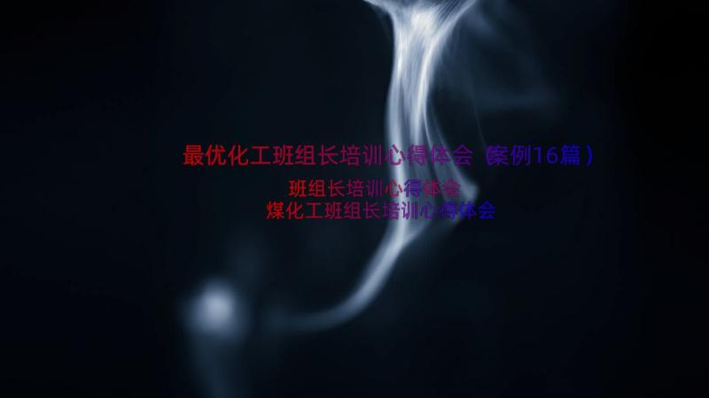 最优化工班组长培训心得体会（案例16篇）