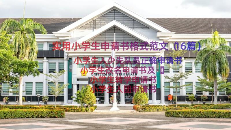 实用小学生申请书格式范文（16篇）