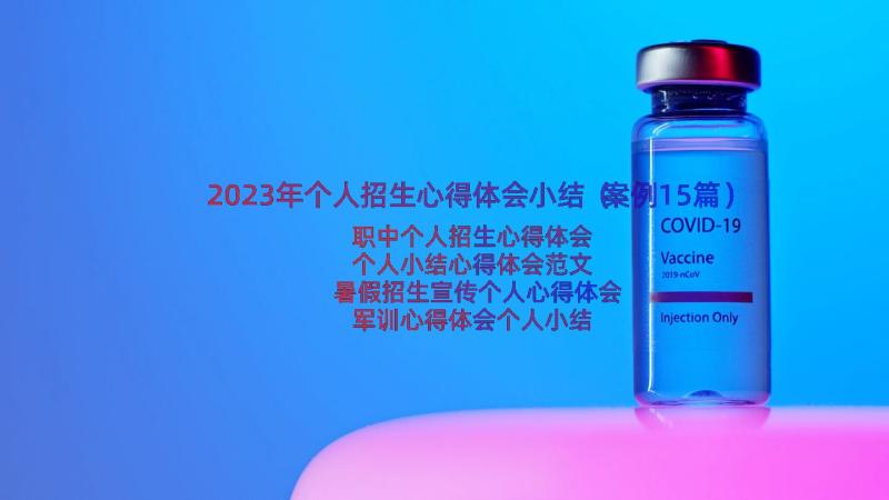 2023年个人招生心得体会小结（案例15篇）