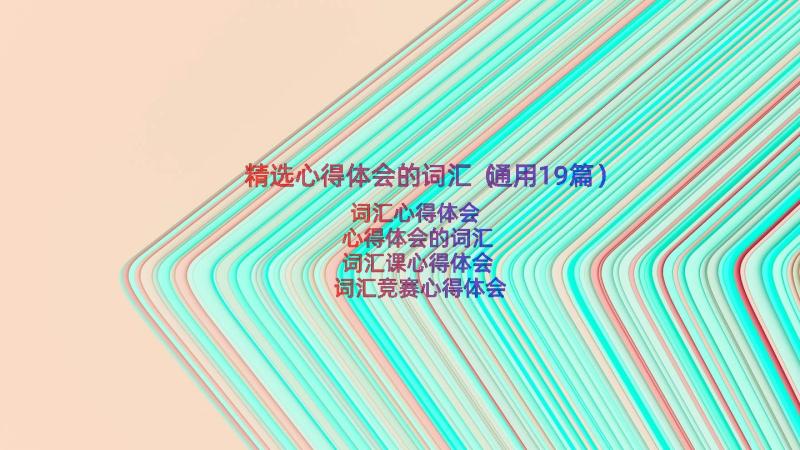 精选心得体会的词汇（通用19篇）