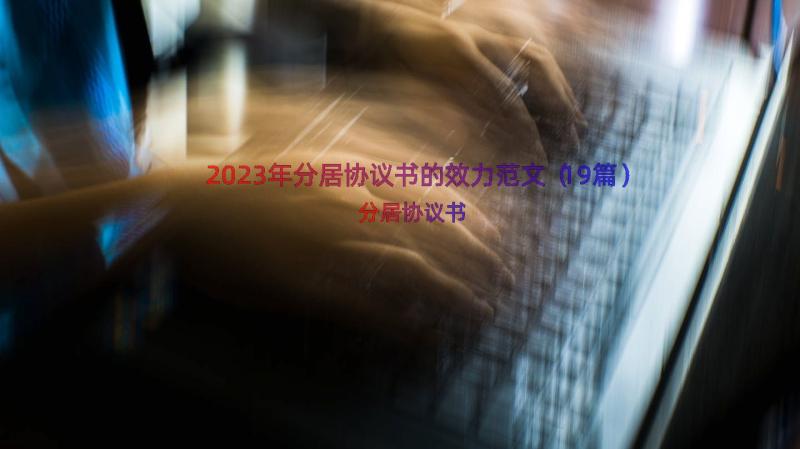 2023年分居协议书的效力范文（19篇）