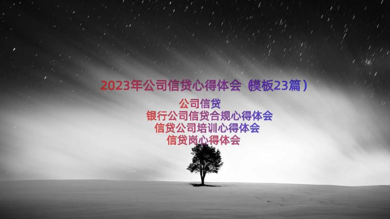 2023年公司信贷心得体会（模板23篇）