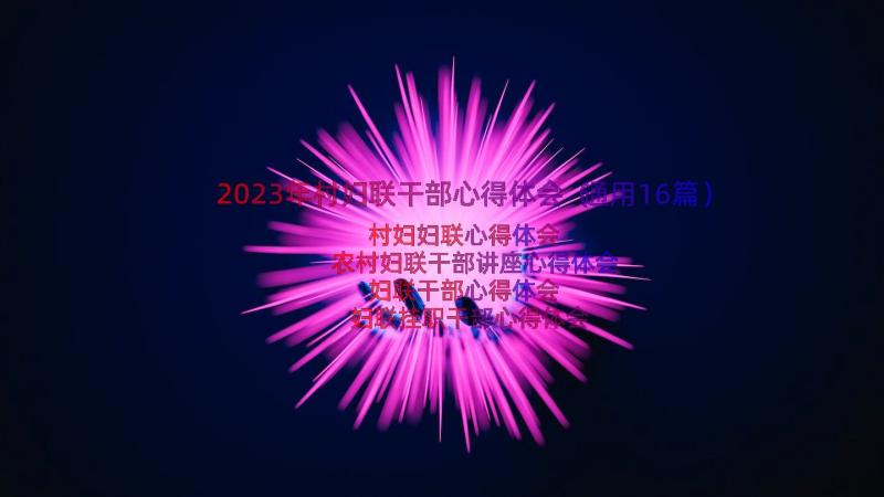 2023年村妇联干部心得体会（通用16篇）