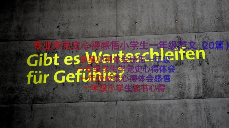 专业学党史心得感悟小学生一年级范文（20篇）