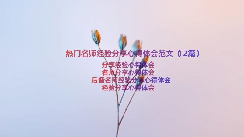 热门名师经验分享心得体会范文（12篇）