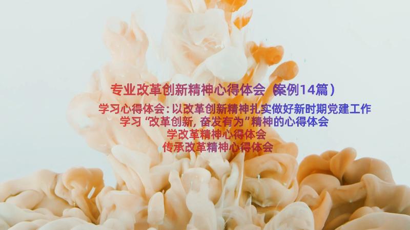 专业改革创新精神心得体会（案例14篇）