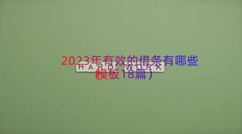 2023年有效的借条有哪些（模板18篇）