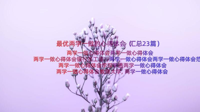 最优两学一做的心得体会（汇总23篇）