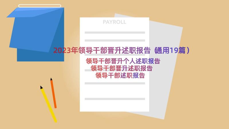 2023年领导干部晋升述职报告（通用19篇）