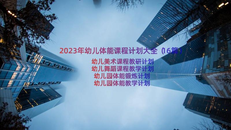 2023年幼儿体能课程计划大全（16篇）