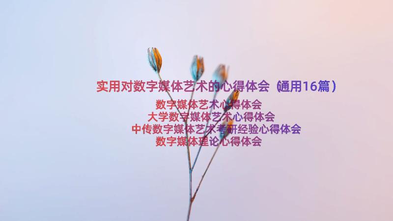 实用对数字媒体艺术的心得体会（通用16篇）