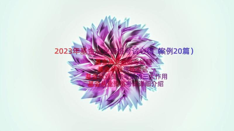 2023年基金从业资格考试心得（案例20篇）