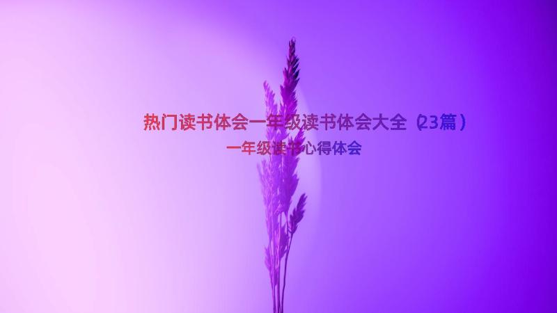 热门读书体会一年级读书体会大全（23篇）