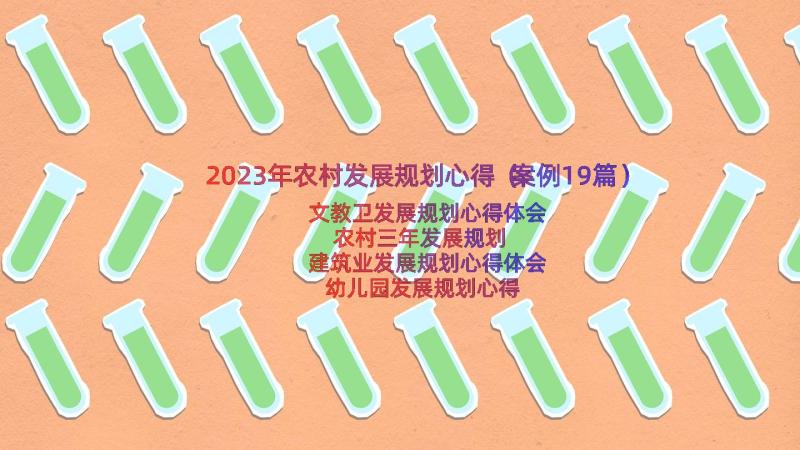 2023年农村发展规划心得（案例19篇）