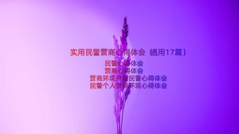 实用民警营商心得体会（通用17篇）