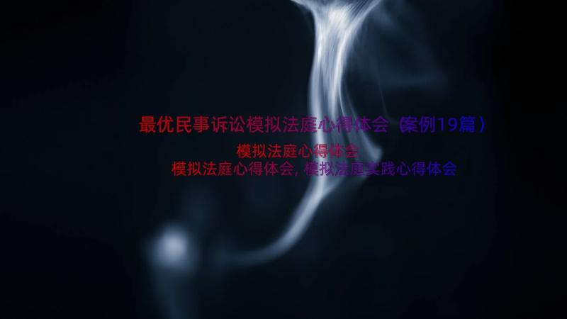 最优民事诉讼模拟法庭心得体会（案例19篇）