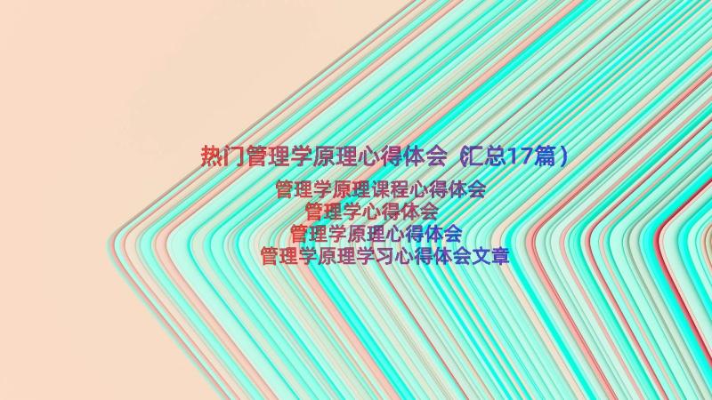 热门管理学原理心得体会（汇总17篇）