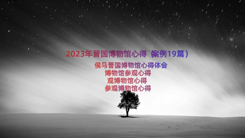 2023年晋国博物馆心得（案例19篇）