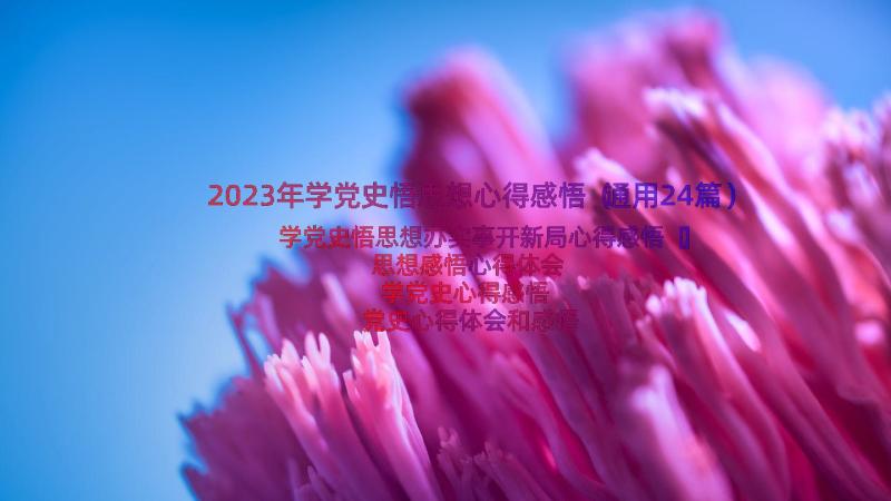 2023年学党史悟思想心得感悟（通用24篇）