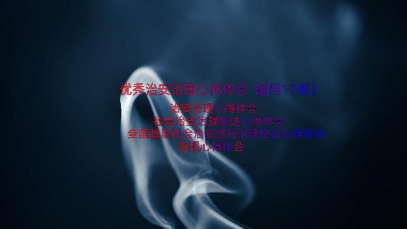 优秀治安治理心得体会（通用17篇）