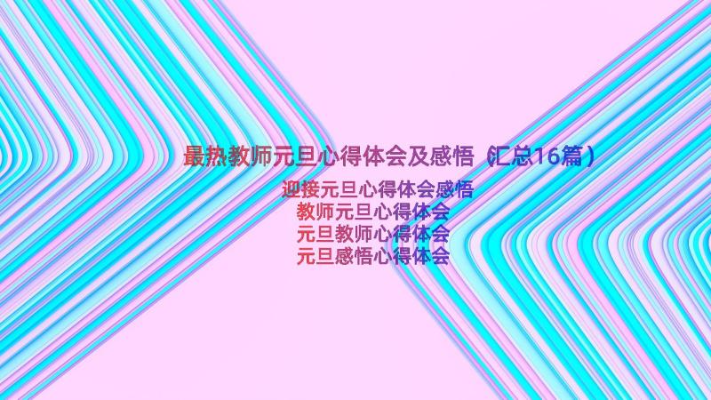 最热教师元旦心得体会及感悟（汇总16篇）