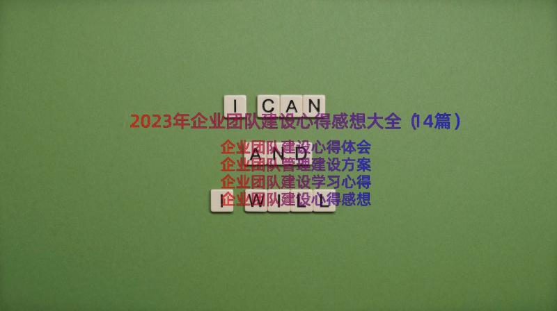 2023年企业团队建设心得感想大全（14篇）