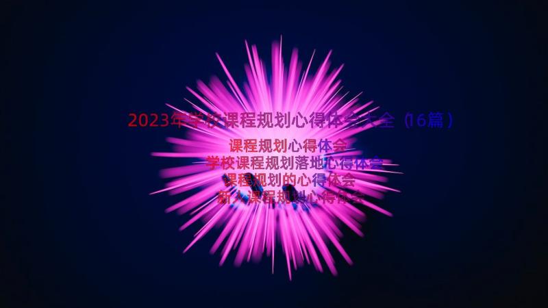 2023年学校课程规划心得体会大全（16篇）