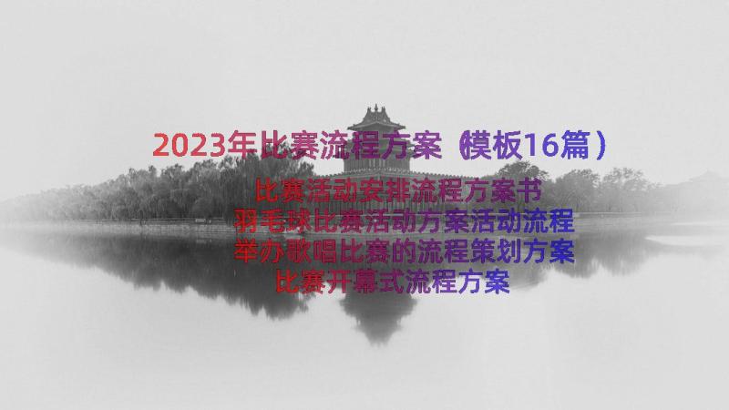 2023年比赛流程方案（模板16篇）