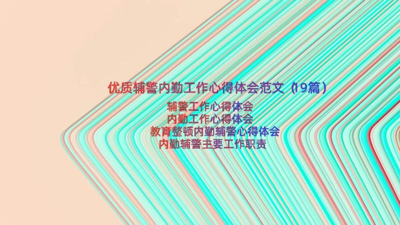 优质辅警内勤工作心得体会范文（19篇）