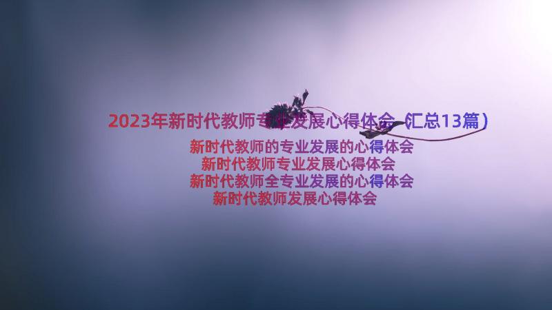 2023年新时代教师专业发展心得体会（汇总13篇）