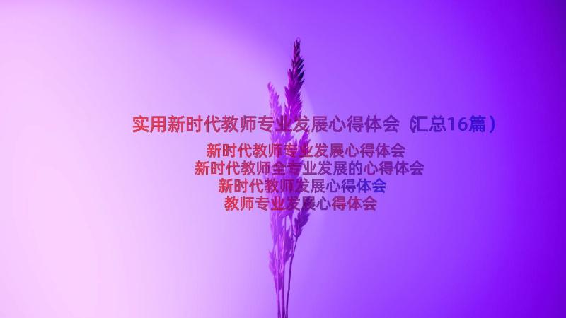 实用新时代教师专业发展心得体会（汇总16篇）