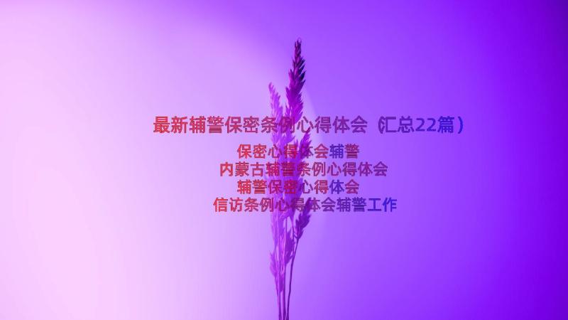 最新辅警保密条例心得体会（汇总22篇）