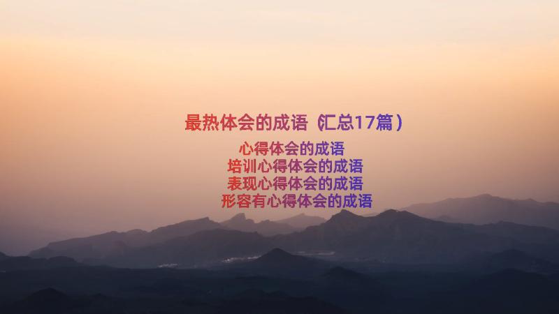 最热体会的成语（汇总17篇）