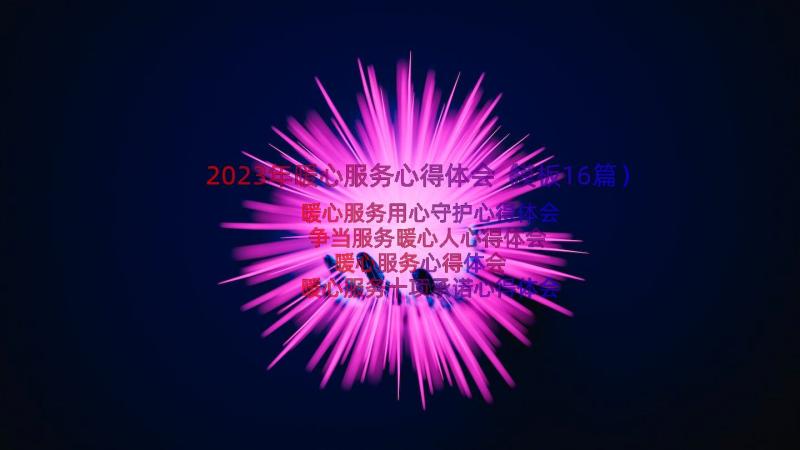 2023年暖心服务心得体会（模板16篇）