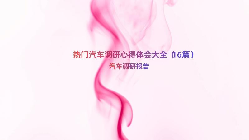 热门汽车调研心得体会大全（16篇）