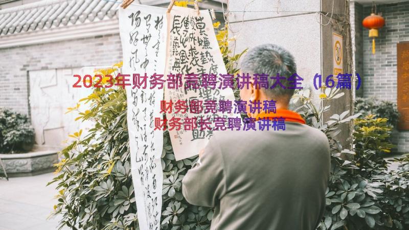 2023年财务部竞聘演讲稿大全（16篇）