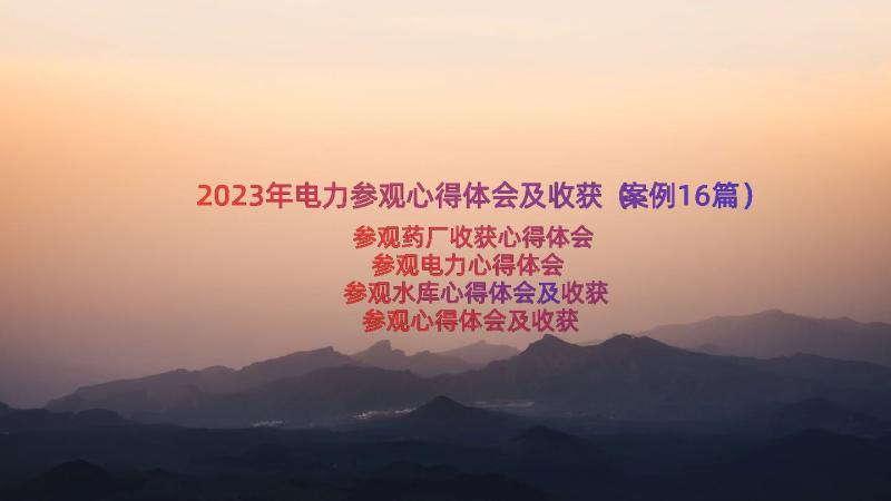 2023年电力参观心得体会及收获（案例16篇）