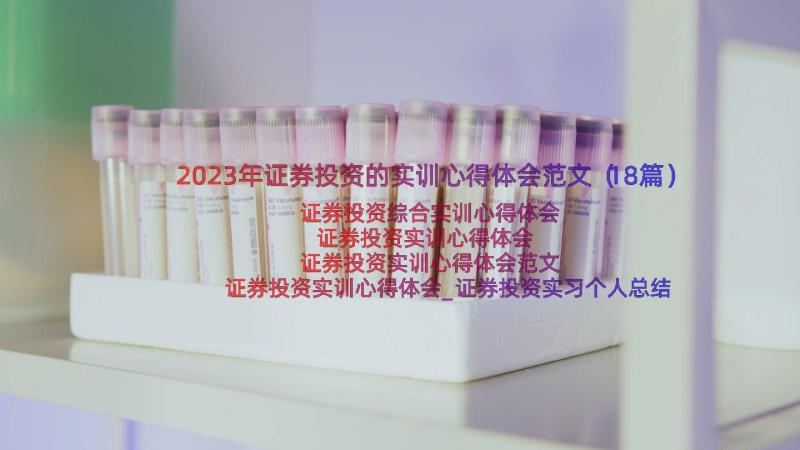 2023年证券投资的实训心得体会范文（18篇）