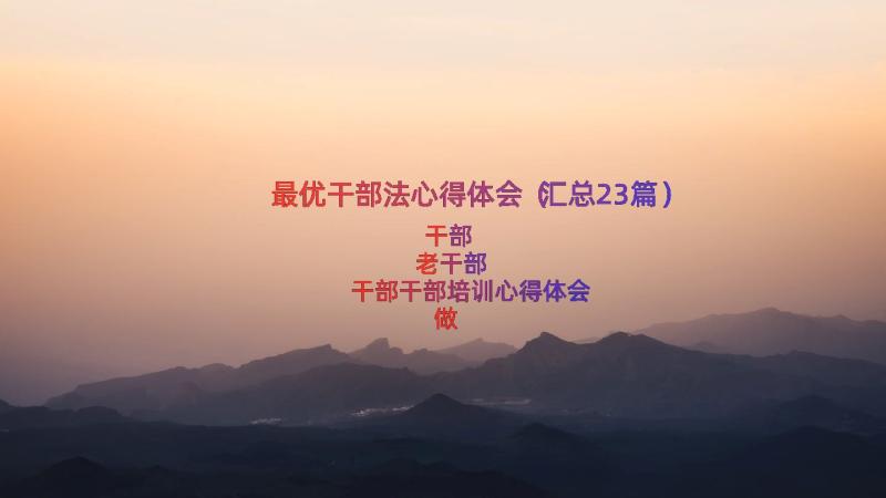 最优干部法心得体会（汇总23篇）