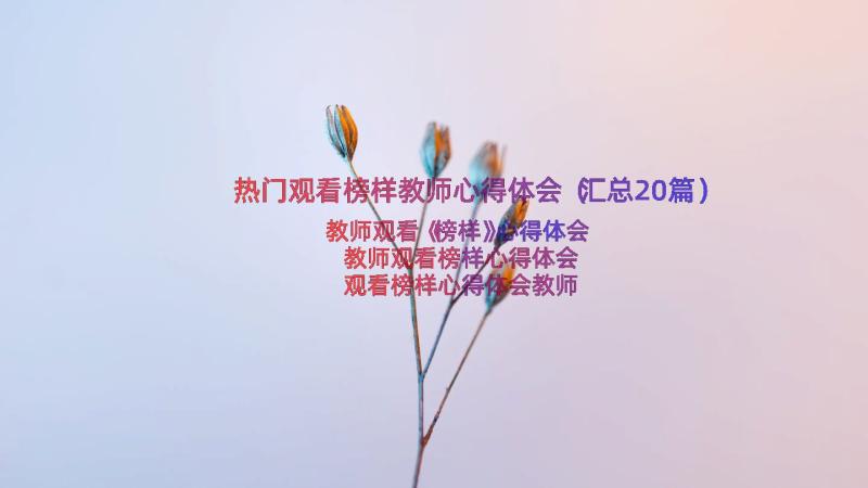 热门观看榜样教师心得体会（汇总20篇）