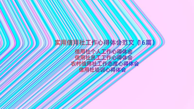 实用信用社工作心得体会范文（16篇）