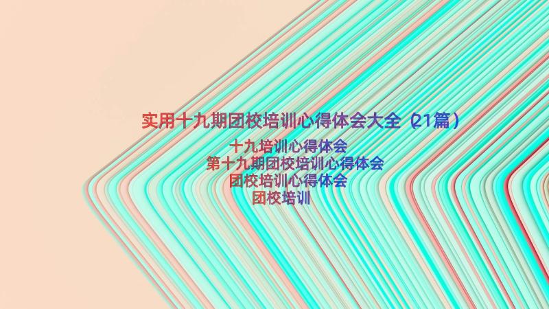 实用十九期团校培训心得体会大全（21篇）