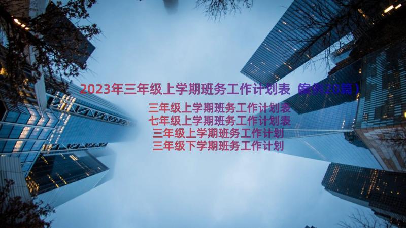 2023年三年级上学期班务工作计划表（案例20篇）