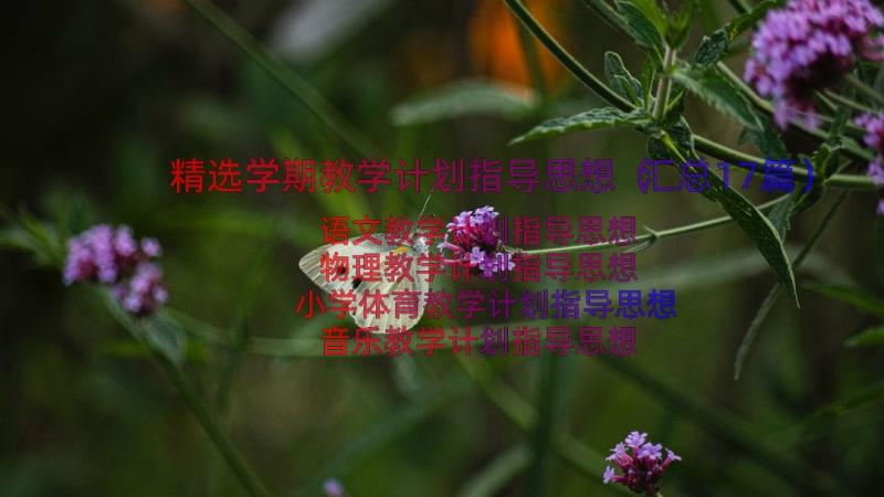 精选学期教学计划指导思想（汇总17篇）